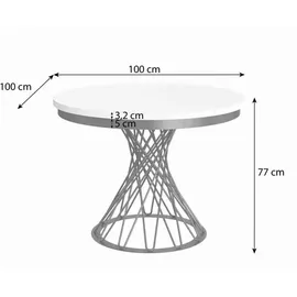 beautysofa Runder Tisch LAURA Ø 100–140 cm ausziehbar, Metallbeine, Loft-Stil, Farbe: Kaschmir/Schwarz - Beige/Schwarz