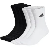 Adidas Unisex Socken, 6er Pack - Cushioned Crew, Logo, gepolstert, einfarbig Schwarz/Weiß 46-48