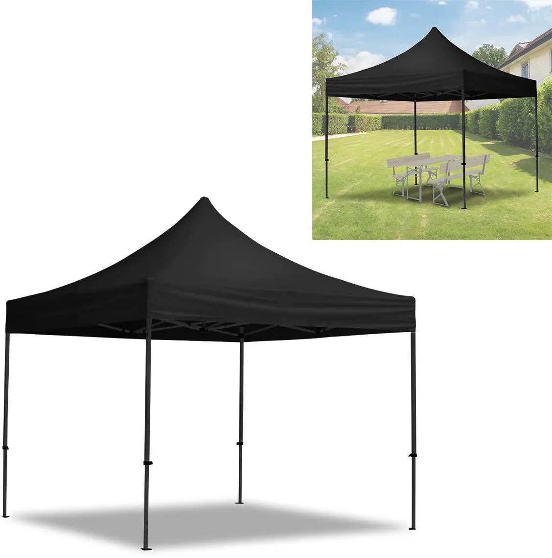 Gartenpavillion 3x3m faltbar Tourtecs GP33 Faltpavillon Faltzelt schwarz DPLK1