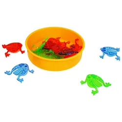 EDUPLAY Lernspielzeug Froschhüpfspiel mit Kunststoffschale, 12 Frösche in 3 Farben bunt