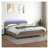 vidaXL Boxspringbett mit Matratze & LED Taupe 180x200 cm Stoff
