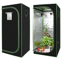 Yugodex Growzelt 80x80x180 cm Grow Tent 600D Oxford Grow Box Lichtdicht und Wasserdicht Pflanzenzelt Growschrank für Homegrowing Indoor-Anbau Luftig Gewächshaus Growroom Schwarz Grün