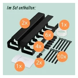 Relaxdays Kabelkanal Schreibtisch, 2er Set, Kabelmanagement, HBT: 10 x 43 x 10 cm, Zubehör zum Fixieren, schwarz