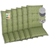 GO-DE Textil Bequeme und attraktive Polsterauflagen für Hochlehner-Gartenstühle (6er-Set, Rautenlinien grün, Hochlehner)