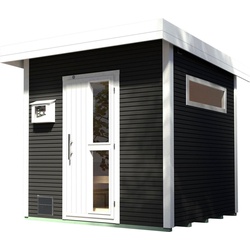 weka Saunahaus Kuopio, BxTxH: 263 x 298 x 253 cm, 45 mm, (Set) 9 kW-Ofen mit analoger Steuerung grau