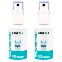 ActiveSol Brillenreiniger speziell für Sonnenbrillen – 2 x 50 ml Sprühflasche - Streifenfreier Glanz, neutraler Duft – Brillenreinigungsspray Made in Germany