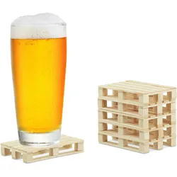 Relaxdays Relaxdays Paletten Untersetzer, 6er Pack, Mini Paletten für Tassen & Gläser, Holz, Getränkeuntersetzer, 2x12x8cm, natur