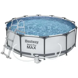 BESTWAY Steel Pro Max Frame Pool  Set 366 x 100 cm lichtgrau inkl. Filterpumpe