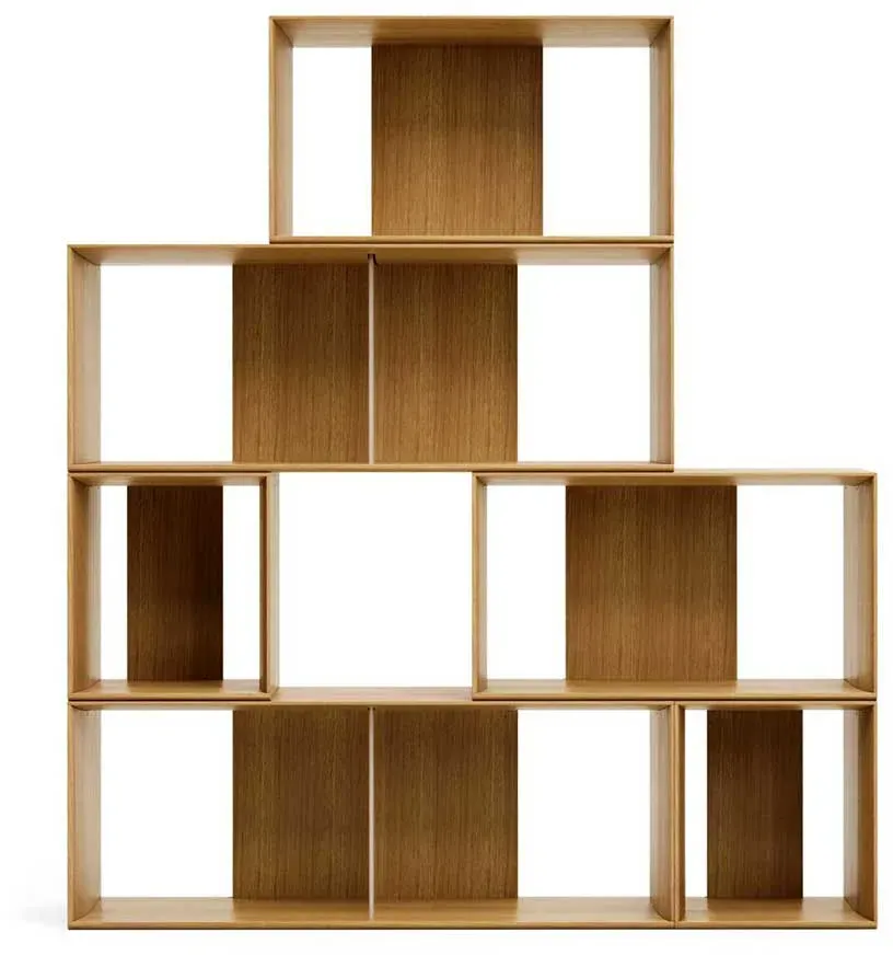 Regal Elemente stapelbar in Eichefarben modernes Design (sechsteilig)