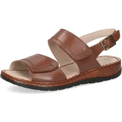 Riemchensandale CAPRICE, Damen, Gr. 39, braun (cognac), Nappaleder, Schuhe, Keilsandalette, Sommerschuh, Bequemschuh mit vrestellbarer Schnalle