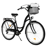 Milord Komfort Fahrrad Mit Korb Damenfahrrad, 28 Zoll, Schwarz, 7 Gang Shimano