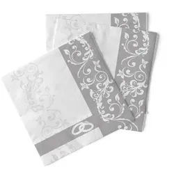 Sovie HORECA Serviette Hochzeit in Silber aus Tissue 33 x 33 cm, 100 Stück