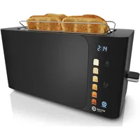 Balter Toaster 4 Scheiben, Langschlitz, Edelstahl, Brötchenaufsatz, LCD Display,