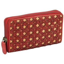 Manza Geldbörse Portemonnaie Damen Geldbörse Portmonee Echt Leder Börse Geldbeute, Groß, Hochwertig, Vintage, Viel Platz, Einzigartig rot