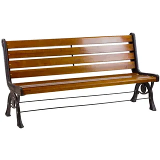 Holz Metall Gartenbank 3-Sitzer Sitz-Bank Parkbank Metallbank Balkon Gartenmöbel