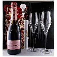 Moet & Chandon Rosé Imperial Champagner + 2 Gläser + Flaschenverschluß Geschenk