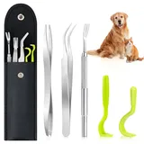 MELLIEX Edelstahl Zeckenzange Set,5er Stück Zeckenzange Zeckenpinzette für Hunde Katze Mensch Kinder Zeckenentferner