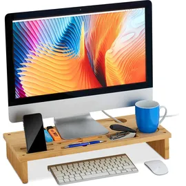 Relaxdays Monitorständer Bambus 9 cm x 54 cm x 23 cm Natur
