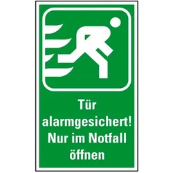 Aufkleber I Rettungszeichen Tür alarmgesichert!..., praxisbewährt, Folie, selbstklebend, 120x200mm