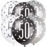 Unique Luftballons 30 cm 6 St. Schwarz/Silber