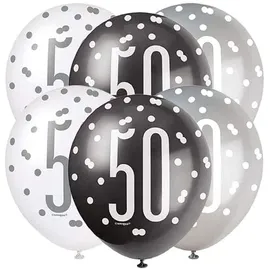 Unique Luftballons 30 cm 6 St. Schwarz/Silber