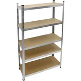 ECD Germany Werkstattregal Schwerlastregal 170x70x30 cm bis 350kg belastbar verzinktes Metall 5 MDF-Platten höhenverstellbar Lagerregal Steckregal Kellerregal Garagenregal Metallregal Regal Werkbank