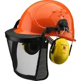 Voss-Helme Forsthelm INAP-Master-4-F-Kombi, orange, Gehörschutz und Nylon-Visier, Größe 51-64