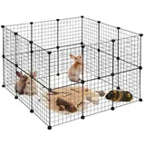 Relaxdays Freilaufgehege 96 tlg. 110 x 72 x 72 cm schwarz