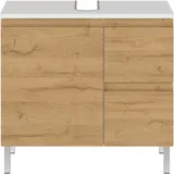 Lomadox Waschbeckenunterschrank 60 cm in Grandson Eiche Nb. mit weiß modernes Design, B/H/T: ca. 60/56/34 cm