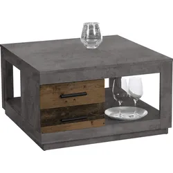 Couchtisch STOLKOM "Fulda", grau (grau, betonoxid dekor, betonoxid dekor), Tische, Couchtisch Eckige Couchtische, mit Schubladen in Beton Dekor