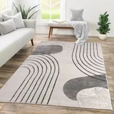 TT Home Wohnzimmer Teppich Kurzflor Geometrisches Design Abstrakte Optik, Farbe:Grau Creme, Größe:160x230 cm
