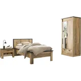 Home affaire Schlafzimmer-Set SHERWOOD, (3-tlg), Liegefläche 90x200cm, Schrank 2-trg. 93cm breit braun