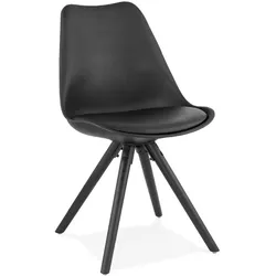 Kadima Design Konferenz Stuhl Professionell Minimalistisch | Polyurethan & schwarze Holzbeine | Schwarz | Konferenzraum tauglich | Velanox Kollektion