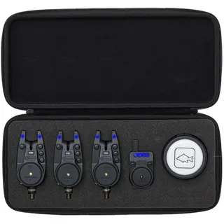 Prologic C-Series Pro Alarm Set 3+1+1 All Blue - Bissanzeiger Set, Bissmelder zum Angeln auf Karpfen, Angelset