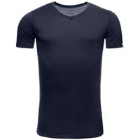 Kaipara - Merino Sportswear Funktionsshirt Merino Shirt Herren Kurzarm Slimfit V-Neck 150 (1-tlg) aus reiner Merinowolle Made in Germany blau L