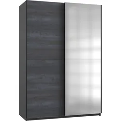 Schwebetürenschrank WIMEX "Herne", grau (graphit, front digi, steel optik), B:135cm H:198cm T:64cm, Spanplatte, Schränke, Mit Spiegeltür