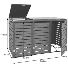 Mendler Mülltonnenbox HWC-K14 119 x 205 x 84 cm anthrazit