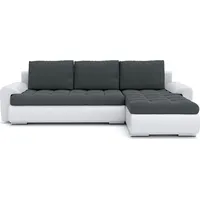 Ecksofa mit Schlaffunktion Schlafcouch 2 Bettkästen TOKIO 230x155cm RECHTS Dunkelgrau&Weiß - Dunkelgrau/Schwarz