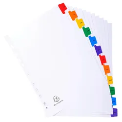 Exacompta 1113E 20x Register numerisch bedruckt, weißer Karton 160g/qm, 12 Taben, Jan.-Dez., DIN A4 - Weiß