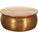 FineBuy Couchtisch Wohnzimmertisch Sofatisch rund, Hammerschlag Loungetisch - Gold