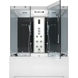 SeniorBad Kombination Badewanne Dusche K80-SW-TH-B-EC-EA Duschtempel 180x100 cm 2K Scheibenversiegelung - Schwarz