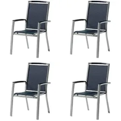 Gartenstuhl SIEGER "Trento", silber (silber, silber), B:68cm H:98cm T:62cm, Stühle