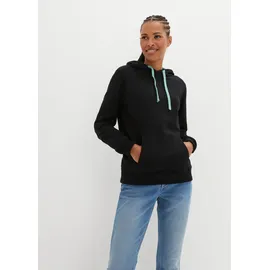 bonprix Hoodie mit Stehkragen, Oversize Passform, aus Baumwolle grün|schwarz XXL (52/54)