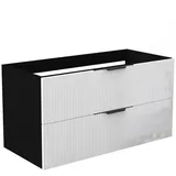 duschspa Waschtisch Unterschrank Waschtischunterschrank Waschbeckenunterschrank Badschrank, 50-120cm Hängeschrank, Matt / Hochglanz schwarz 99 cm x 52 cm x 46.3 cm