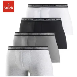 Boxer AUTHENTIC UNDERWEAR Gr. 7, grau (grau, meliert, grau, schwarz, weiß) Herren Unterhosen schwarzer Webbund mit Logoschriftzug