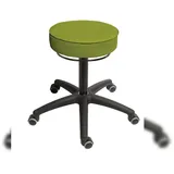 PROREGAL Drehhocker Indianapolis | Sitzhöhe 50-69cm | Ø 63cm | Tragfähigkeit 110kg | Kunstleder-Sitz | Kunststoff-Fußkreuz mit Rollen | Limone