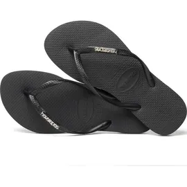 havaianas Slim Logo Metallic Schwarz 39