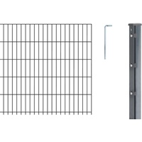 GAH Alberts Alberts 672485 Doppelstabmattenzaun als 17 tlg. Zaun-Komplettset | verschiedene Längen und Höhen | anthrazit | Höhe 203 cm | Länge 15 m