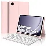 IVEOPPE Tastatur für Samsung Galaxy Tab A9 8.7", Hülle mit Tastatur für Samsung Tab A9 2023, Bluetooth Magnetisch Abnehmbarer QWERTZ Layout Tastatur Galaxy A9 Tab 8.7 Zoll, Rosa