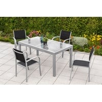 Merxx Ostia Set 5-tlg. Tisch 220 x 90 cm inkl. Stapelsessel schwarz